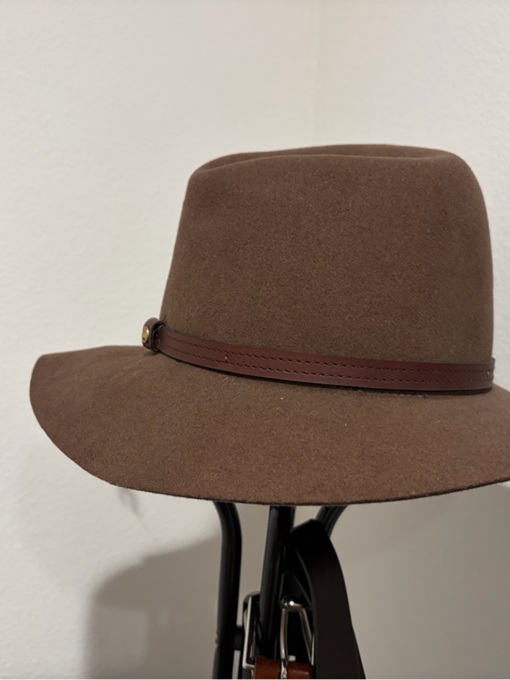 rag & bone Brown Wool Fedora with Leather Band